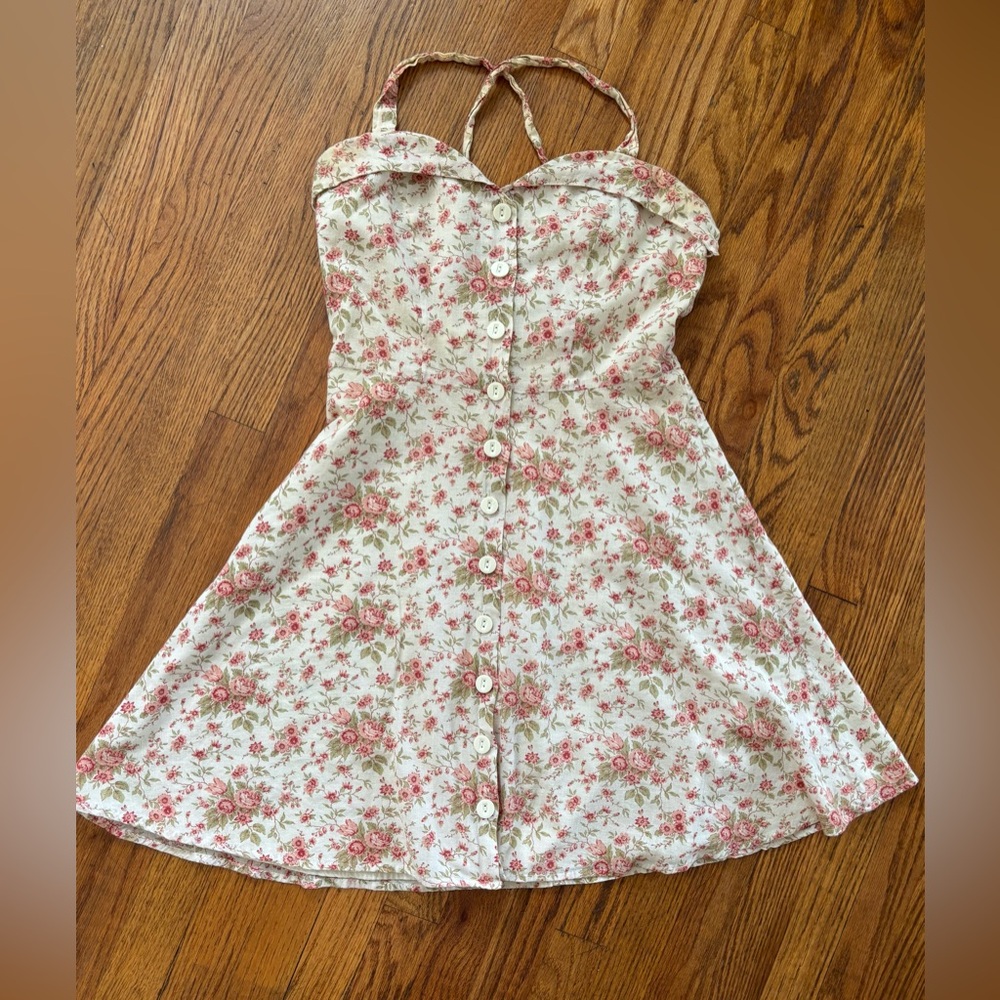 Lucky Brand Pink and White Sundress Sleeveless Sweetheart Neckline